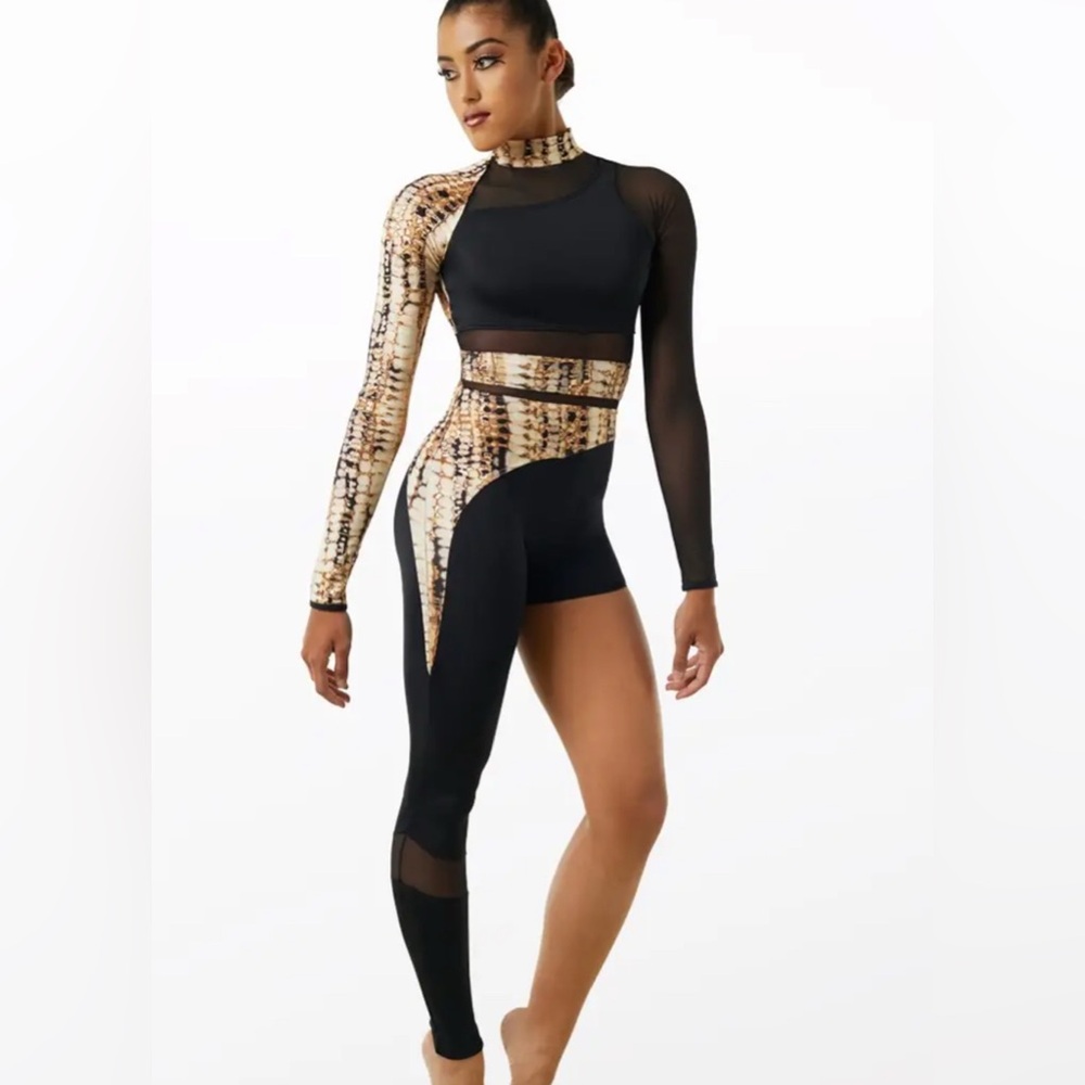 Weissman Metallic Snakeskin Print Unitard